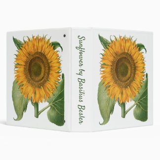 Vintage Sunflower Flower by Basilius Besler 3 Ring Binder