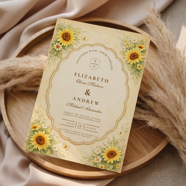 Vintage Sunflower Garden Wedding Invitation (Creator Uploaded)