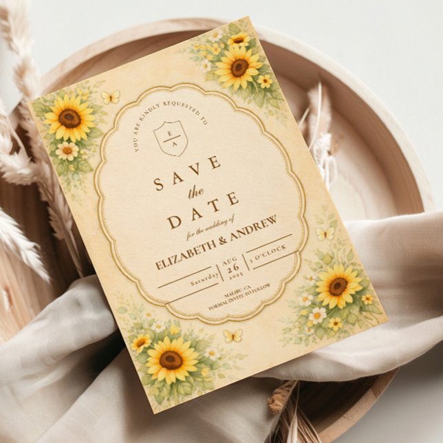 Vintage Sunflower Garden Wedding Save The Date (Creator Uploaded)