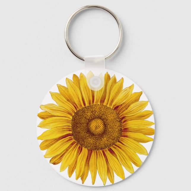 Vintage Sunflower Happy Flower Keychain (Front)