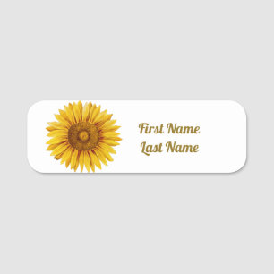Vintage Sunflower Happy Flower Name Tag