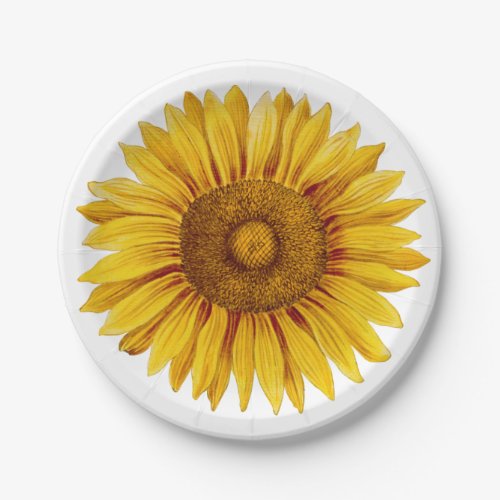 Vintage Sunflower Happy Flower Paper Plates