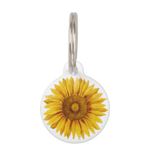 Vintage Sunflower Happy Flower Pet ID Tag