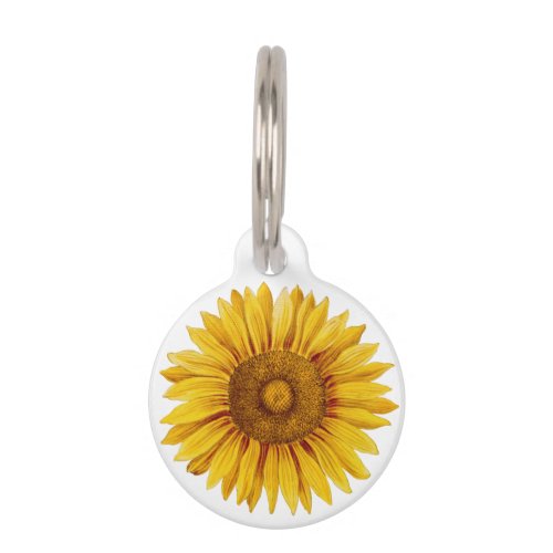 Vintage Sunflower Happy Flower Pet ID Tag