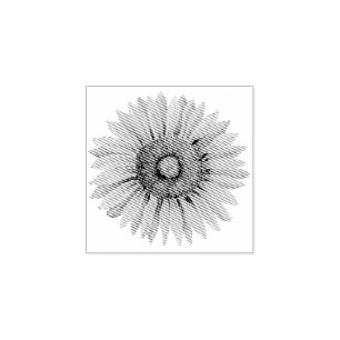Vintage Sunflower Happy Flower Rubber Stamp
