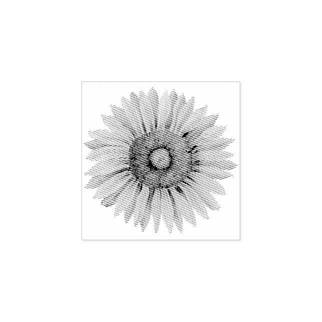 Vintage Sunflower Happy Flower Rubber Stamp (Imprint)