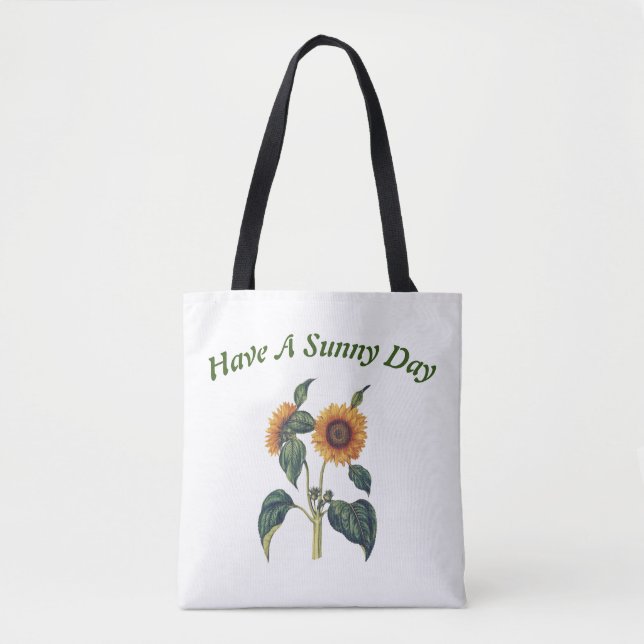 Vintage Sunflower 'Have a Sunny Day' Tote Bag (Front)