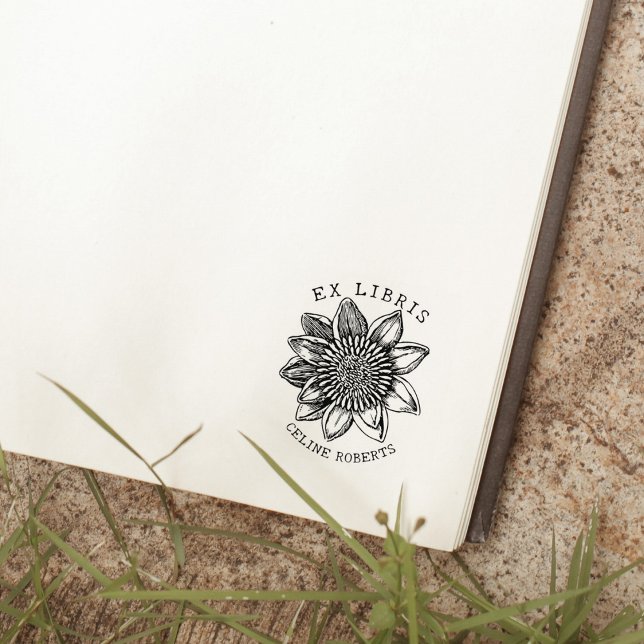 Vintage Sunflower Library Book Ex Libris  Rubber Stamp (Creator Uploaded)