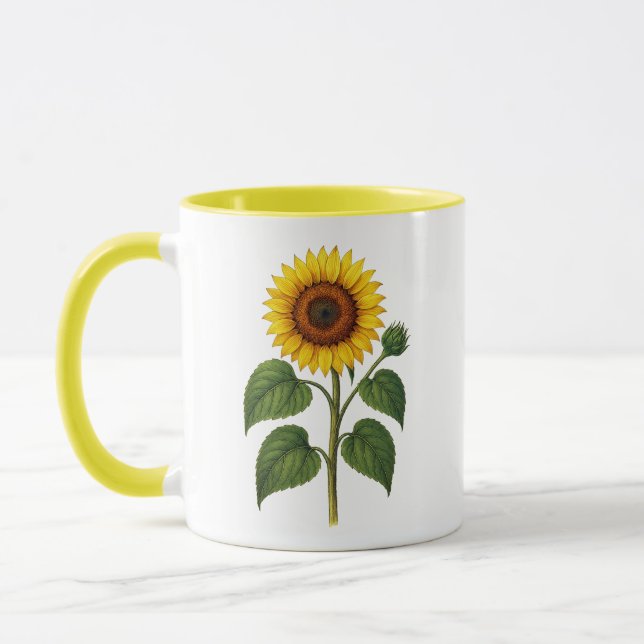 Vintage Sunflower mug w/ yellow handle, inside (Left)