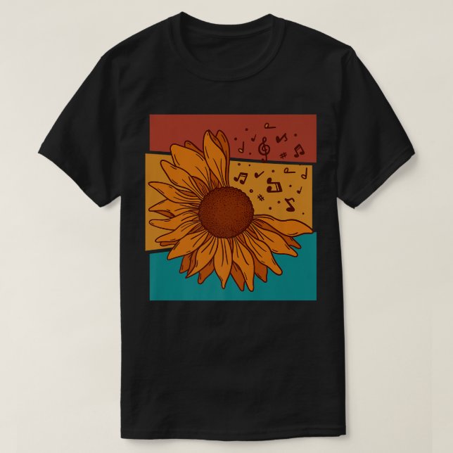Vintage Sunflower Music Notes3240 T-Shirt (Design Front)