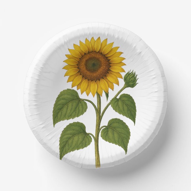 Vintage Sunflower Paper Bowls (Front)
