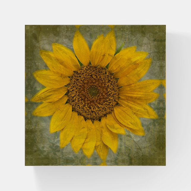 Vintage Sunflower Paperweight (Front)