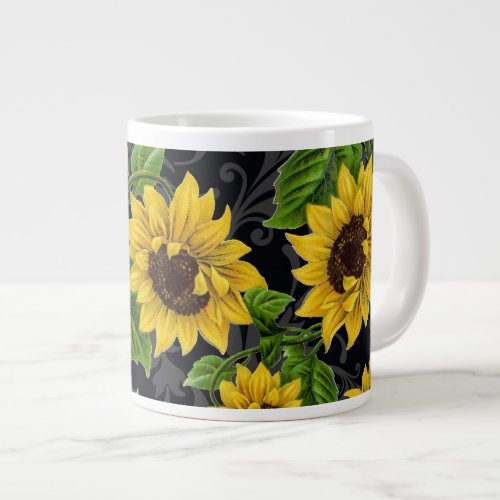 Vintage sunflower pattern giant coffee mug