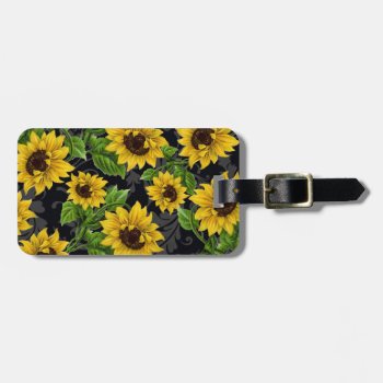 Vintage Sunflower Pattern Luggage Tag by inspirationzstore at Zazzle