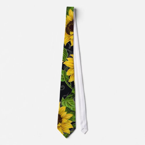 Vintage sunflower pattern tie