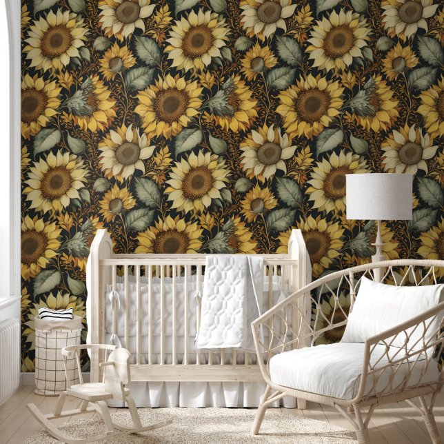 Vintage sunflower pattern wallpaper  (Kids)
