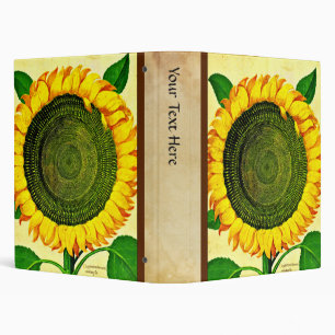 Vintage Sunflower Print Binder