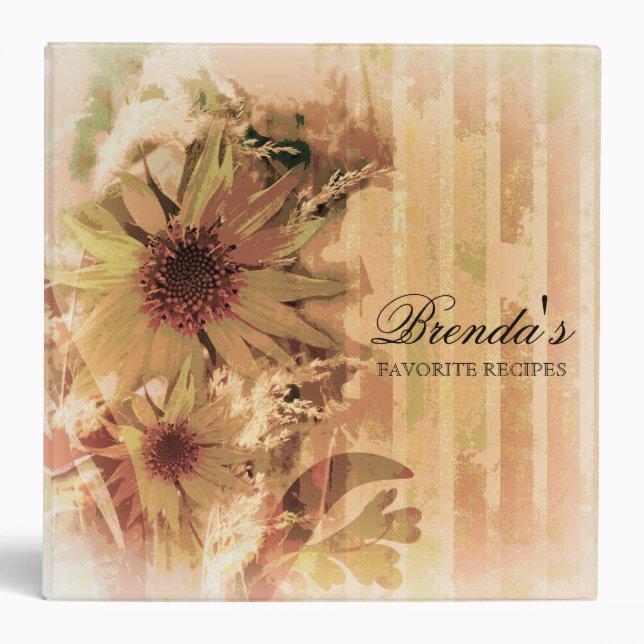 Vintage Sunflower Recipe Binder/ Cookbook Binder (Front)