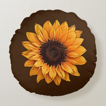 Vintage Sunflower Round Pillow by FantasyPillows at Zazzle