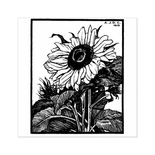 Vintage sunflower rubber stamp