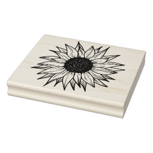 Vintage Sunflower Rubber Stamp