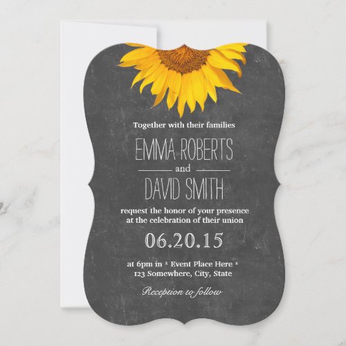 Vintage Sunflower Chalkboard Wedding Invitations