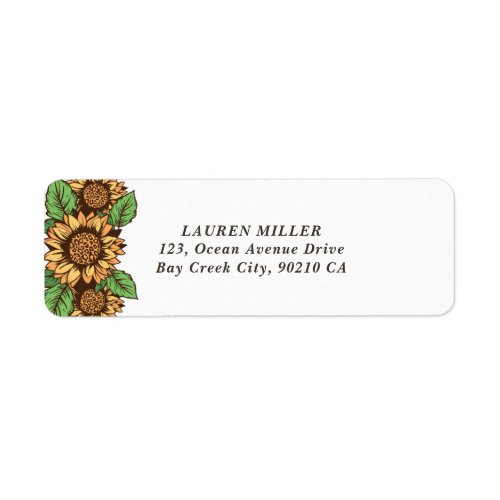 Vintage Sunflower Rustic Spring Floral Wedding Label