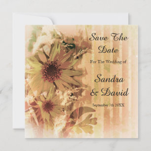 Vintage Sunflower Save The Date Announcement
