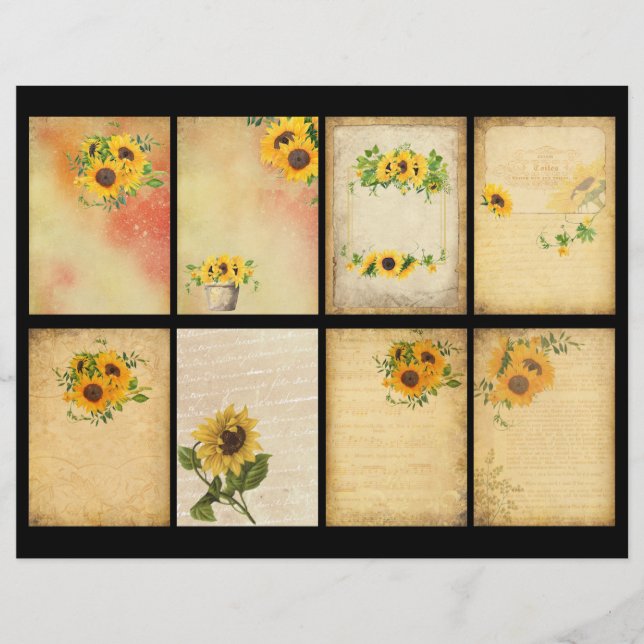 Vintage Sunflower Scrapbook ATCs (Front)