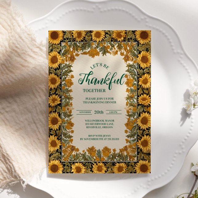 Vintage Sunflower Thanksgiving Celebration Invitation (Creator Uploaded)