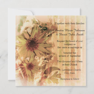 Vintage Sunflower Wedding Invitation