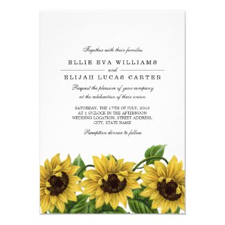 Vintage Sunflower Wedding Invitations