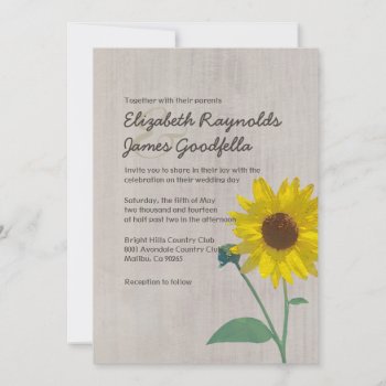 Vintage Sunflower Wedding Invitations by topinvitations at Zazzle