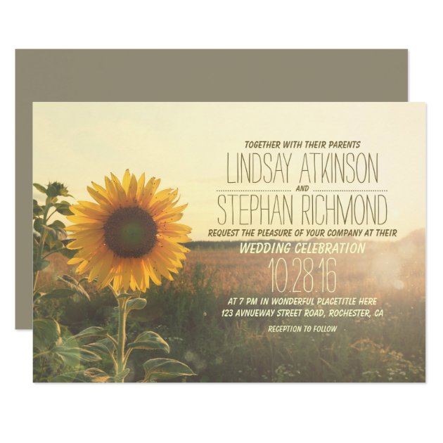 Vintage Sunflower Wedding Invitations