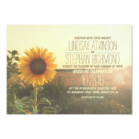 Vintage sunflower wedding invitations