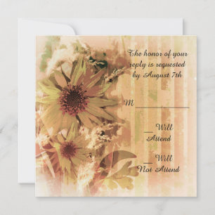 Vintage Sunflower Wedding R.S.V.P. Invitation