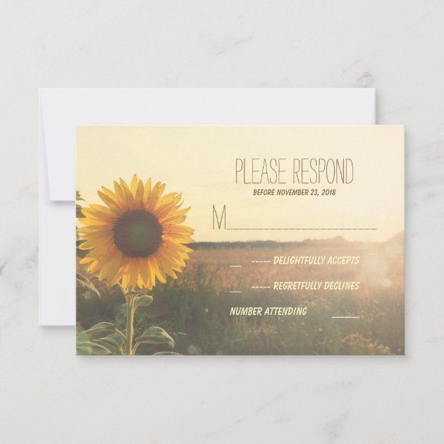 Vintage Sunflower Wedding RSVP Cards