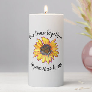 Vintage Sunflower with Our Time Together Quote Pillar Candle