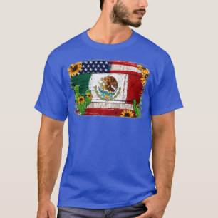 Vintage Sunflowers American Flag Mexico Mexican Fl T-Shirt