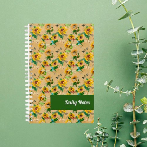 Vintage Sunflowers and Dragonflies Planner
