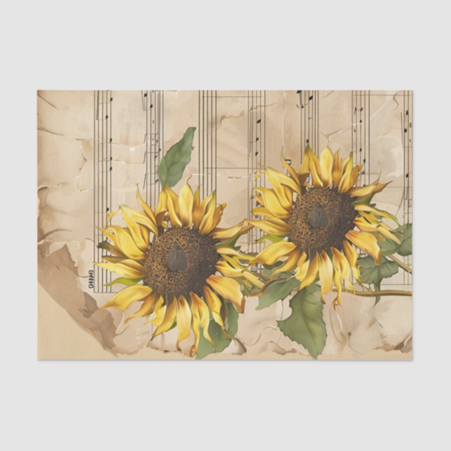 Vintage sunflowers and music sheet ephemera (Front)