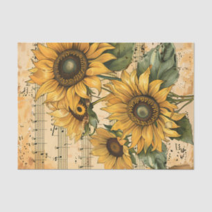 Vintage sunflowers and music sheet floral
