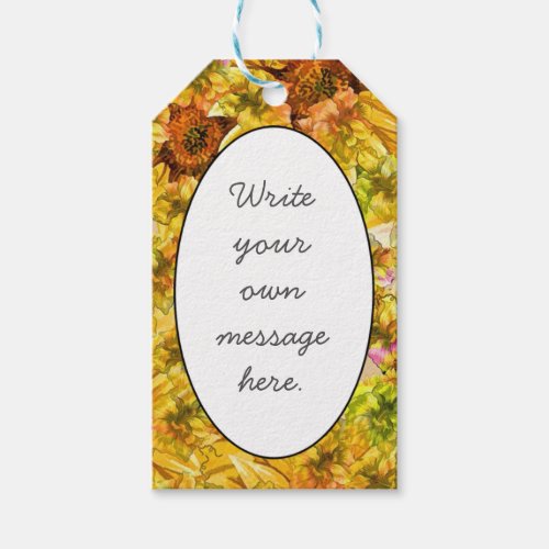 Vintage Sunflowers Art Custom Message Gift Tags