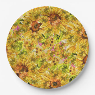 Vintage Sunflowers Art Paper Plates