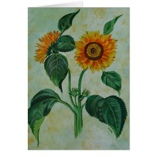 Vintage Sunflowers Botanical Art Cards (Front)