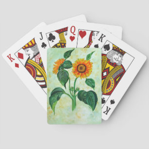 Vintage Sunflowers Botanical Art Poker Cards