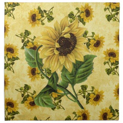 Vintage Sunflowers Cloth Napkin