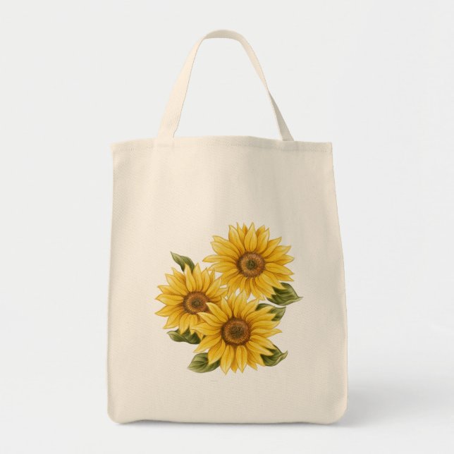 Vintage Sunflowers Farmhouse Style Tote Bag (Front)
