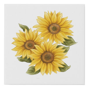 Vintage Sunflowers Faux Canvas Print