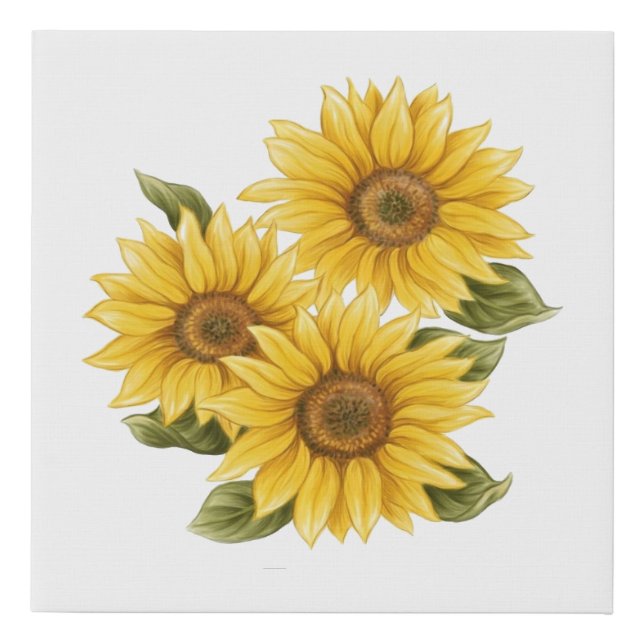 Vintage Sunflowers Faux Canvas Print (Front)